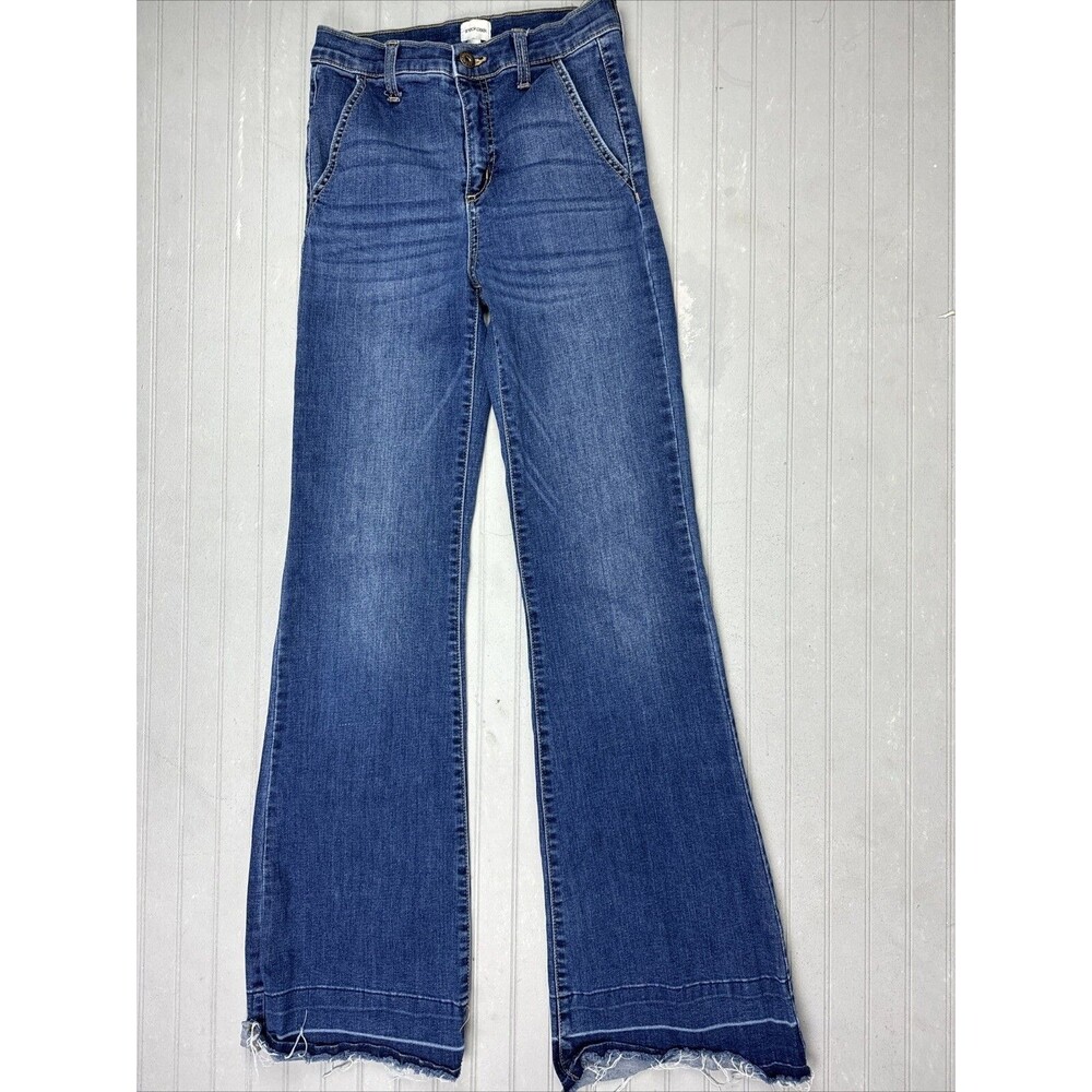 Sneak Peek Size 1 25 Womens Jeans Flare Mid Rise Stretch Dark Wash